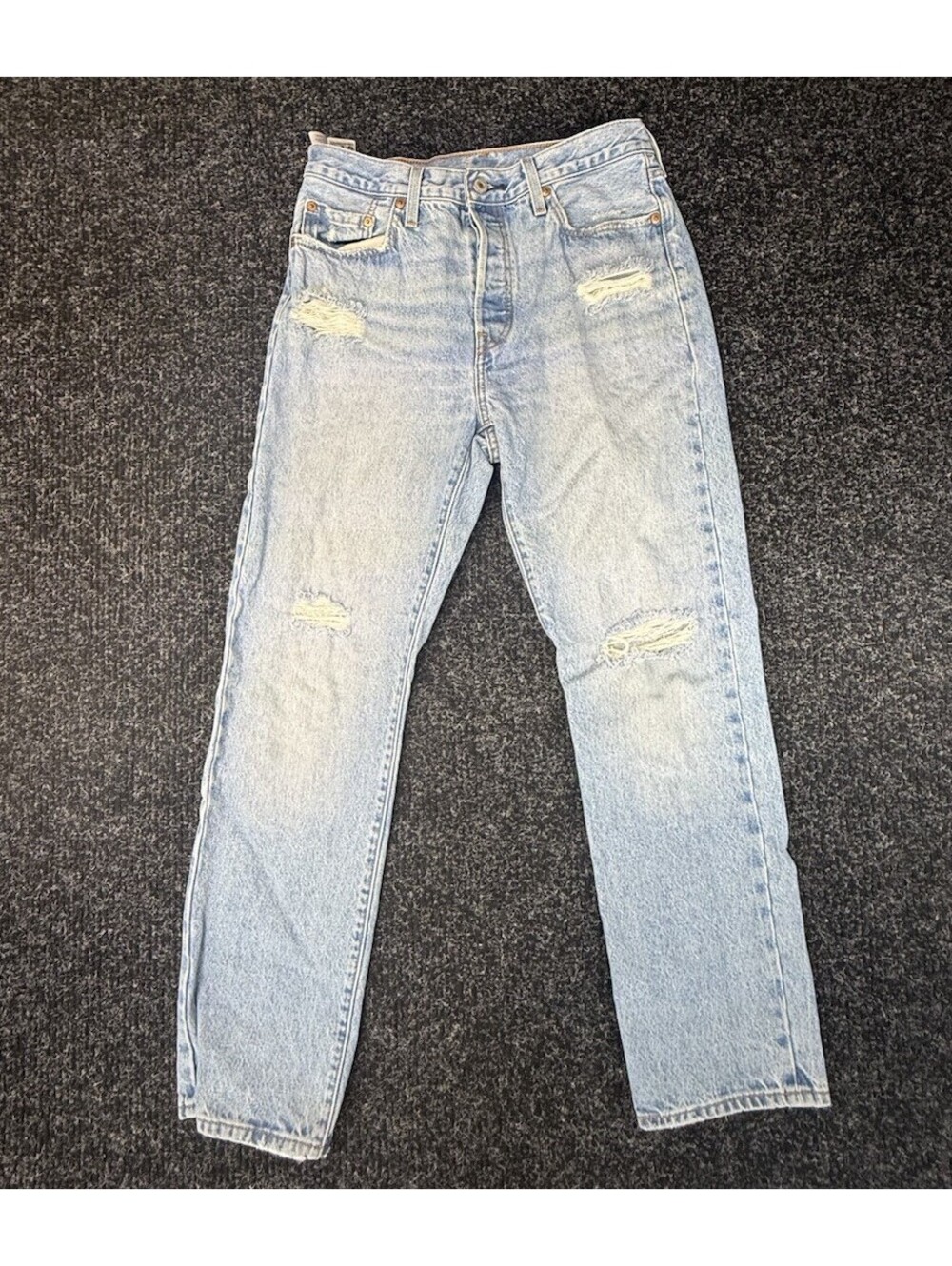 Levi’s Women’s Light Wash Distressed Jeans Ripped Straight Leg Denim High Rise